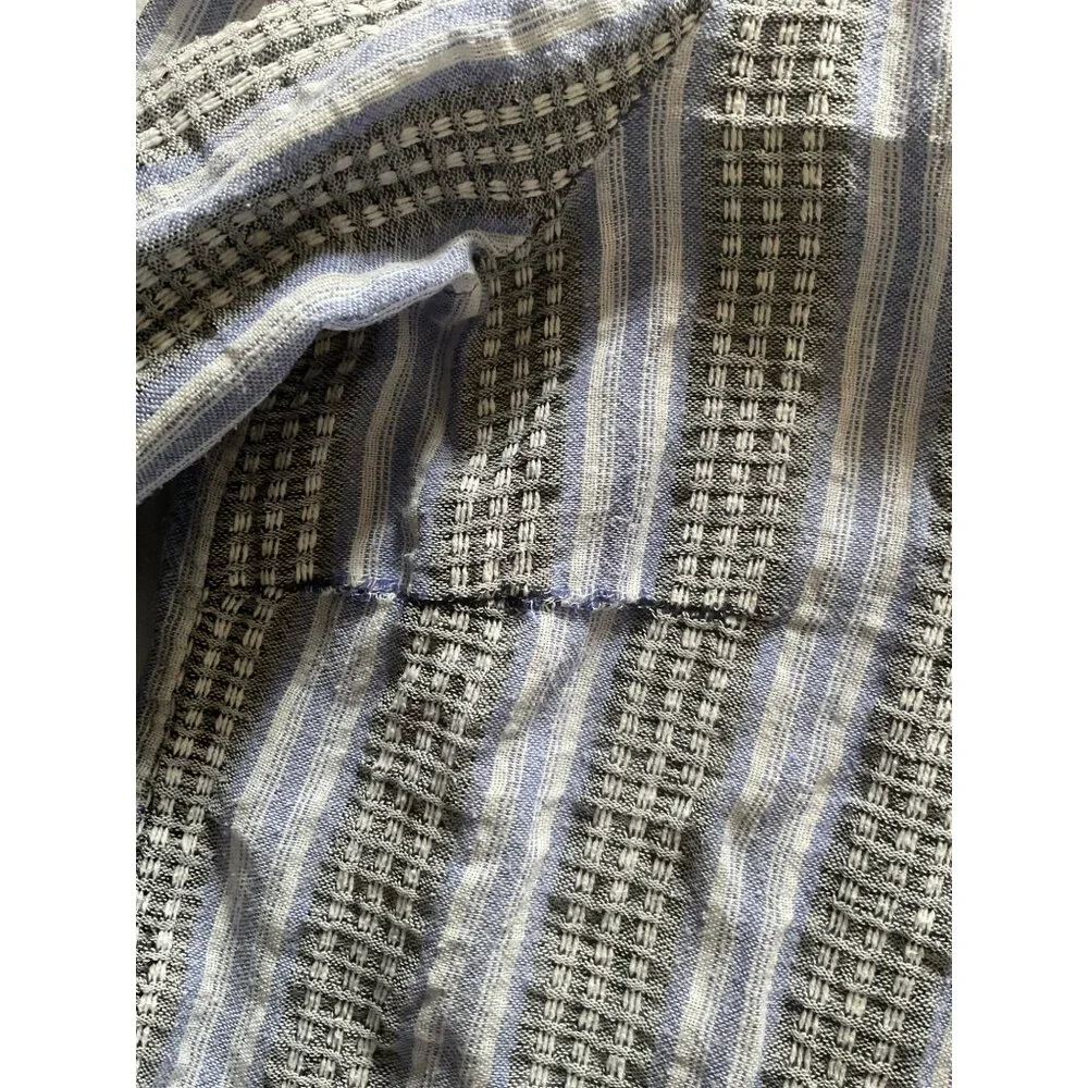 Zimmermann cotton linen blue black stripe waffles buttons shirt AU3 bust38 US6 - Picture 6 of 9